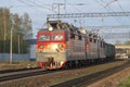 Three-section Soviet electric locomotive VL80S with a freight train