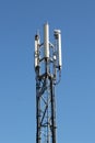 Three-sector mobile telephone base station on lattice girder tower