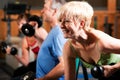 Three senior people in gym Royalty Free Stock Photo