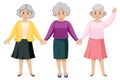 Three senior women cartoon character