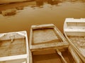 Three Sepia Rowboats Royalty Free Stock Photo