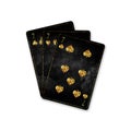 Three sevens, Vintage playing cards, isolated on a white background. Poker hands. Design element. Playing cards