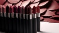 three shades of lipstick in the style of muted, earthy tones, visually tactile surfaces, with a predominant theme of