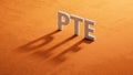 Three shadow of 3d charcaters with the letters PTE. Royalty Free Stock Photo