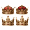 Metal King Crowns: Red And Golden Royalty Free Illustrations