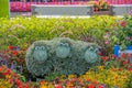 Three sheep character topairy displayed at Epcot