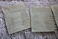 Three sheets of paper with the writings of Edith Wharton, an author, seen inside The Mount, her home, Lenox, Massachusetts, 2021