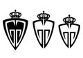 Three shield logo with a crown Royalty Free Stock Photo