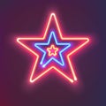 Three shining neon stars. Mysterious bright sign board for your design. Vector illustration.