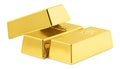 Three shiny gold bars isolated on white Royalty Free Stock Photo