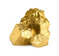 Three shiny gold nuggets on white background Royalty Free Stock Photo