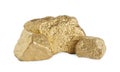 Three shiny gold nuggets on white background Royalty Free Stock Photo