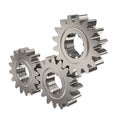 Three shiny nickel gears Royalty Free Stock Photo