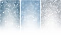 Three shiny winter backgrounds with snow.