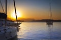 Three ships in Poros harbor, Greece