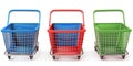 Three shopping carts lined up in a row. Ideal for retail concepts Royalty Free Stock Photo