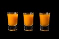 Three shots of sea buckthorn drink Royalty Free Stock Photo