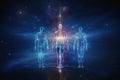 Three silhouettes of human astral bodies, concept image for near death experience, spirituality, and meditation - AI Generated Royalty Free Stock Photo