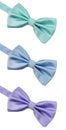 Three silk bow ties on white background Royalty Free Stock Photo