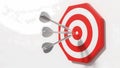 A silver dart hits the bullseye with precision. Royalty Free Stock Photo