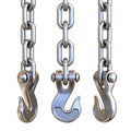 Three silver hook and chain 3D