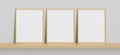 Three simple photo mockup frames shelf. Clipping path included 3D render.