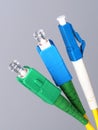 Three single fiber optic connectors