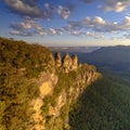 The Three Sisters and the Blue Mountains at Sunset, Katoomba, NSW, Australia Royalty Free Stock Photo