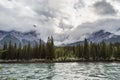 Three sisters in Canmore cover by clouds Royalty Free Stock Photo