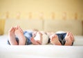 Three sisters, close up on feet. Holiday and happiness concept Royalty Free Stock Photo