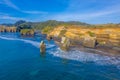 Three Sisters and the Elephant Rock in New Zealand Royalty Free Stock Photo