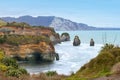Three Sisters and Elephant Rock, Taranaki coast, New Zealand Royalty Free Stock Photo