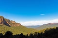 Three Sisters rock formation in the Blue Mountains National Park, Australia Royalty Free Stock Photo