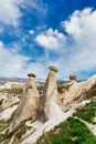 Three sisters rock formation. Cappadocia, Central Anatolia, Turkey Royalty Free Stock Photo
