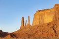 Three Sisters rock formation, Monument Valley Navajo Tribal Park Royalty Free Stock Photo