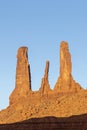 Three Sisters rock formation, Monument Valley Navajo Tribal Park Royalty Free Stock Photo