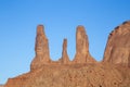 Three Sisters rock formation  in  Monument Valley Navajo Tribal Park Royalty Free Stock Photo