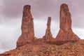 The Three Sisters rock formation, Monument Valley Navajo Tribal Park Royalty Free Stock Photo