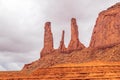 The Three Sisters rock formation, Monument Valley Navajo Tribal Park Royalty Free Stock Photo