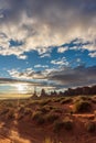 The Three Sisters rock formation, Monument Valley Navajo Tribal Park Royalty Free Stock Photo