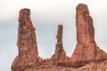 The Three Sisters rock formation, Monument Valley Navajo Tribal Park, USA Royalty Free Stock Photo