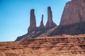 The Three Sisters rock formation, Monument Valley Navajo Tribal Park - USA Royalty Free Stock Photo