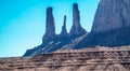 The Three Sisters rock formation, Monument Valley Navajo Tribal Park - USA Royalty Free Stock Photo
