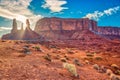 Three Sisters Sunset at Monument Valley Royalty Free Stock Photo