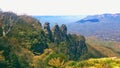 The Three Sisters and the Blue Mountains, Australia. Royalty Free Stock Photo