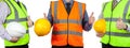 Three site surveyors in high visibility vests giving the thumbs up