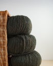 Three skeins of yarn. Nice photo for a hobby, vertical orientation. Hobby aesthetics. Royalty Free Stock Photo