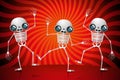 Three skeletones dancing - Halloween concept