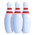 Three skittles icon cartoon vector. Sport game ball Royalty Free Stock Photo