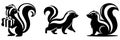 Skunks in Various Poses - A Black and White Illustration Royalty Free Stock Photo